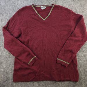 Free People Sweater‎ Mens Large V Neck Maroon Solid Wool Nylon Blend Casual